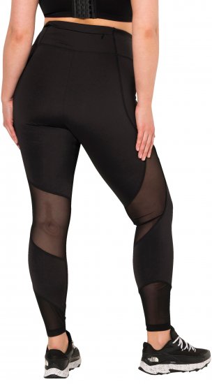 Ulla Popken Mesh Panel Leggings Black - Džíny & Kalhoty ve Velkých Velikostech – Plus Size - 