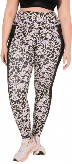 Ulla Popken Leopard Print Quick Drying Leggings Black - Džíny & Kalhoty ve Velkých Velikostech – Plus Size - 