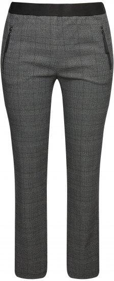 Ulla Popken Plaid Elastic Waist Tapered Leg Pants Black - Džíny & Kalhoty ve Velkých Velikostech – Plus Size - 