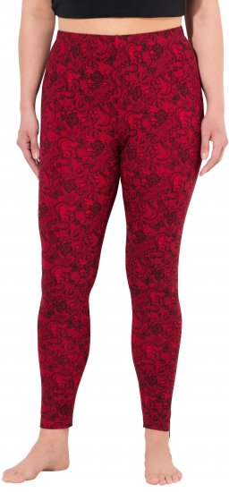 Ulla Popken Lace Print Leggings Red - Džíny & Kalhoty ve Velkých Velikostech – Plus Size - 