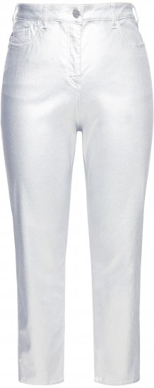 Ulla Popken Metallic Stretch Fit Mom Jeans Silver - Džíny & Kalhoty ve Velkých Velikostech – Plus Size - 