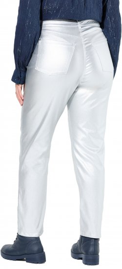 Ulla Popken Metallic Stretch Fit Mom Jeans Silver - Džíny & Kalhoty ve Velkých Velikostech – Plus Size - 