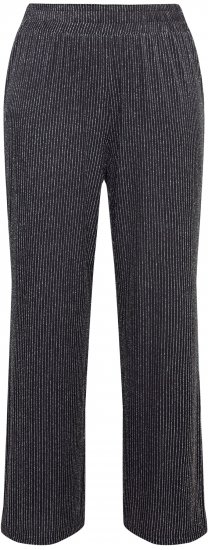 Ulla Popken Sparkling Pinstripe Elastic Waist Pants Black - Džíny & Kalhoty ve Velkých Velikostech – Plus Size - 