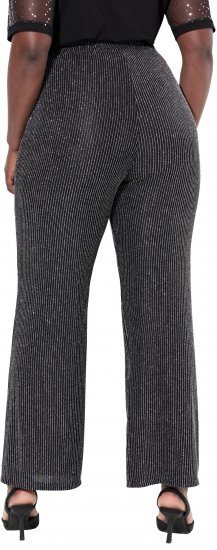 Ulla Popken Sparkling Pinstripe Elastic Waist Pants Black - Džíny & Kalhoty ve Velkých Velikostech – Plus Size - 