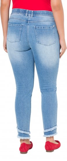 Ulla Popken Double Fringe Hem Stretch Fit Jeans Light Blue Denim - Džíny & Kalhoty ve Velkých Velikostech – Plus Size - 
