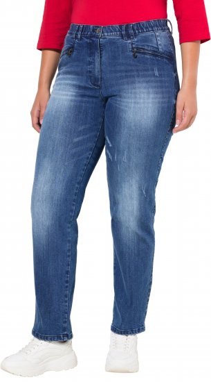 Ulla Popken Tapered Leg Lightly Distressed Jeans Denim Blue - Džíny & Kalhoty ve Velkých Velikostech – Plus Size - 