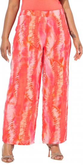 Ulla Popken Feather Batik Print Layered Chiffon Pants - Džíny & Kalhoty ve Velkých Velikostech – Plus Size - 
