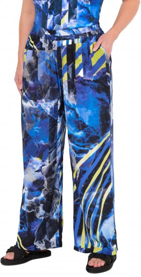Ulla Popken Blue Stroke Wide Leg Palazzo Pants - Džíny & Kalhoty ve Velkých Velikostech – Plus Size - 