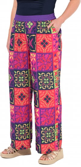 Ulla Popken Tile Print Wide Leg Palazzo Pants Purple - Džíny & Kalhoty ve Velkých Velikostech – Plus Size - 