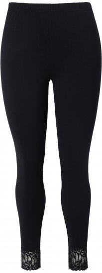 Ulla Popken Lace Trim Leggings Black - Džíny & Kalhoty ve Velkých Velikostech – Plus Size - 