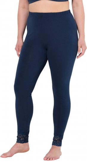 Ulla Popken Lace Trim Leggings Navy - Džíny & Kalhoty ve Velkých Velikostech – Plus Size - 