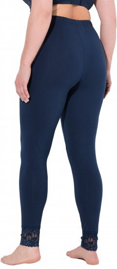 Ulla Popken Lace Trim Leggings Navy - Džíny & Kalhoty ve Velkých Velikostech – Plus Size - 