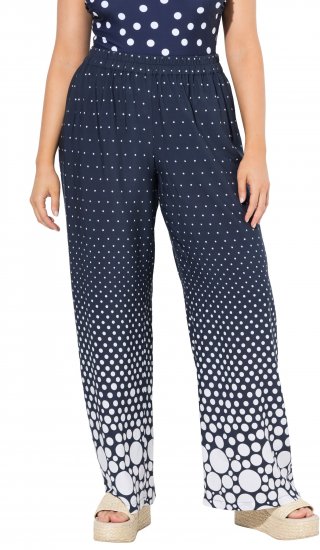 Ulla Popken Dot Gradient Wide Leg Elastic Waist Palazzo Pants Grey - Džíny & Kalhoty ve Velkých Velikostech – Plus Size - 