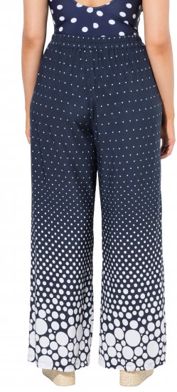 Ulla Popken Dot Gradient Wide Leg Elastic Waist Palazzo Pants Grey - Džíny & Kalhoty ve Velkých Velikostech – Plus Size - 