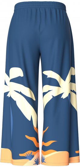 Ulla Popken Abstract Landscape Elastic Waist Palazzo Pants Blue - Džíny & Kalhoty ve Velkých Velikostech – Plus Size - 