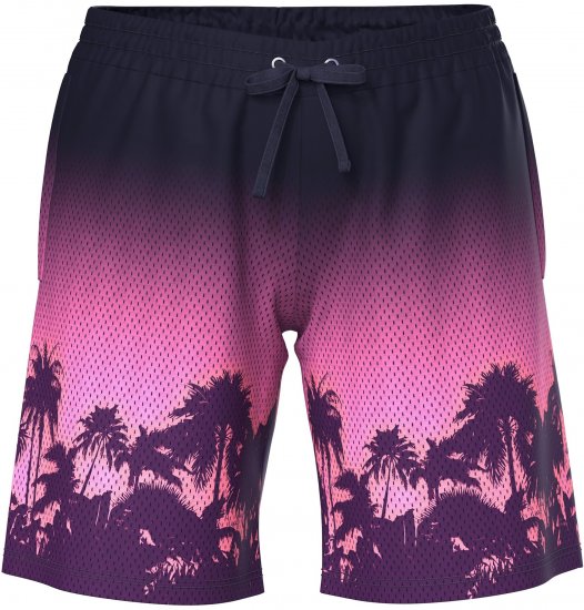 Ulla Popken Active Wide Leg Elastic Waist Palm Tree Pattern Mesh Shorts Black - Džíny & Kalhoty ve Velkých Velikostech – Plus Size - 