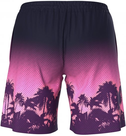 Ulla Popken Active Wide Leg Elastic Waist Palm Tree Pattern Mesh Shorts Black - Džíny & Kalhoty ve Velkých Velikostech – Plus Size - 