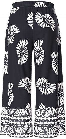 Ulla Popken Fossil Print Elastic Waist Palazzo Pants Black - Džíny & Kalhoty ve Velkých Velikostech – Plus Size - 