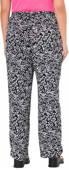 Ulla Popken Leopard Print Elastic Waist Pants Black - Džíny & Kalhoty ve Velkých Velikostech – Plus Size - 