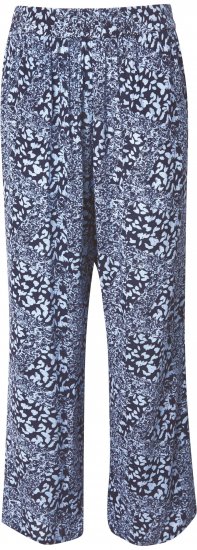 Ulla Popken Patch Print Elastic Waist Pants Navy - Džíny & Kalhoty ve Velkých Velikostech – Plus Size - 