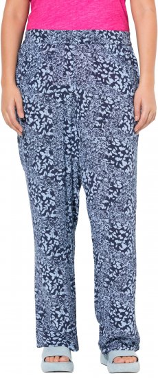 Ulla Popken Patch Print Elastic Waist Pants Navy - Džíny & Kalhoty ve Velkých Velikostech – Plus Size - 