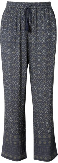 Ulla Popken Geometric Print Elastic Waist Pants Navy - Džíny & Kalhoty ve Velkých Velikostech – Plus Size - 