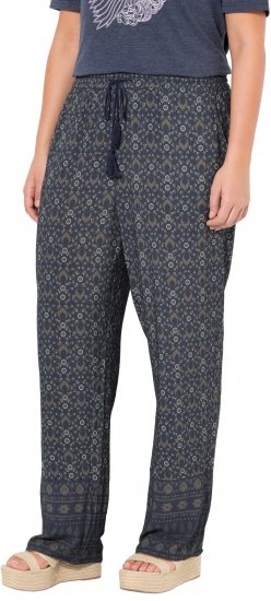 Ulla Popken Geometric Print Elastic Waist Pants Navy - Džíny & Kalhoty ve Velkých Velikostech – Plus Size - 