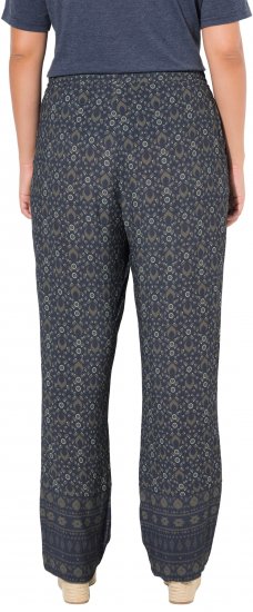 Ulla Popken Geometric Print Elastic Waist Pants Navy - Džíny & Kalhoty ve Velkých Velikostech – Plus Size - 