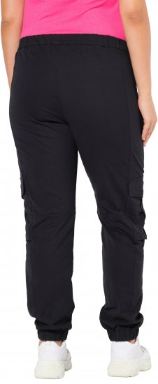 Ulla Popken Elastic Hem Stretch Fit Cargo Pants Black - Džíny & Kalhoty ve Velkých Velikostech – Plus Size - 