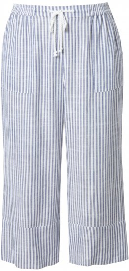 Ulla Popken Coastal Stripe Linen Blend Elastic Waist Culottes Blue - Džíny & Kalhoty ve Velkých Velikostech – Plus Size - 