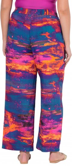 Ulla Popken Abstract Sunset Elastic Waist Palazzo Pants Orange - Džíny & Kalhoty ve Velkých Velikostech – Plus Size - 