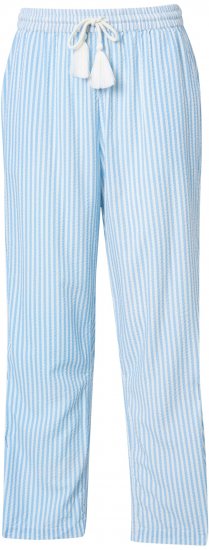 Ulla Popken Seersucker Elastic Waist Pants Blue - Džíny & Kalhoty ve Velkých Velikostech – Plus Size - 
