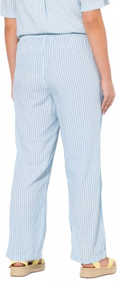 Ulla Popken Seersucker Elastic Waist Pants Blue - Džíny & Kalhoty ve Velkých Velikostech – Plus Size - 