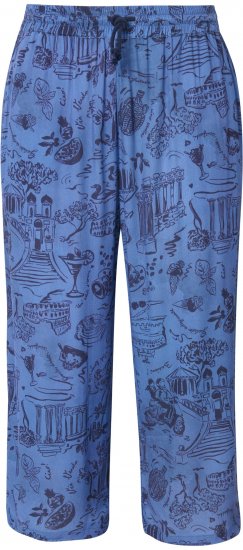 Ulla Popken Italy Print Elastic Waist Culottes Blue - Džíny & Kalhoty ve Velkých Velikostech – Plus Size - 