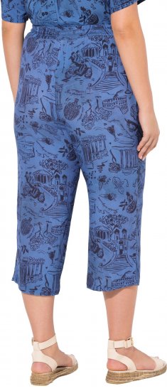 Ulla Popken Italy Print Elastic Waist Culottes Blue - Džíny & Kalhoty ve Velkých Velikostech – Plus Size - 