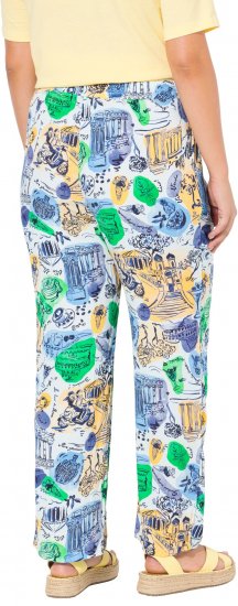 Ulla Popken Italy Print Elastic Waist Pants White - Džíny & Kalhoty ve Velkých Velikostech – Plus Size - 