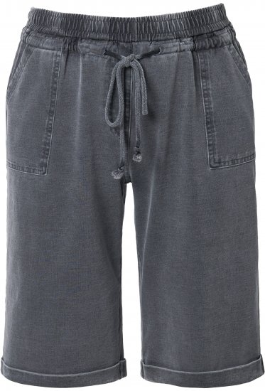 Ulla Popken Indigo Dyed Elastic Waist Jersey Shorts Black - Džíny & Kalhoty ve Velkých Velikostech – Plus Size - 