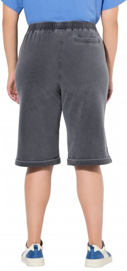 Ulla Popken Indigo Dyed Elastic Waist Jersey Shorts Black - Džíny & Kalhoty ve Velkých Velikostech – Plus Size - 