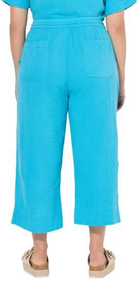 Ulla Popken Muslin Elastic Waist Culottes Blue - Džíny & Kalhoty ve Velkých Velikostech – Plus Size - 