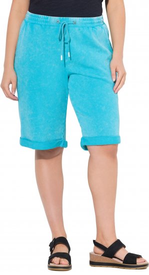 Ulla Popken Acid Wash Elastic Waist Sweatshirts Blue - Džíny & Kalhoty ve Velkých Velikostech – Plus Size - 