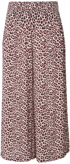 Ulla Popken Rose Wide Leg Elastic Waist Leopard Pattern Culottes Off-White - Džíny & Kalhoty ve Velkých Velikostech – Plus Size - 