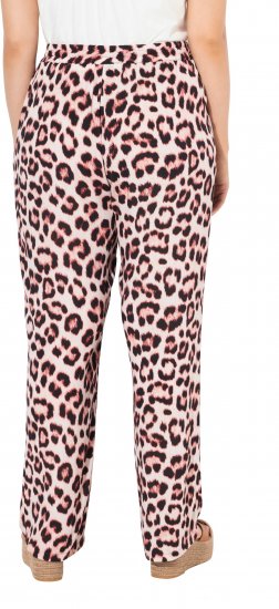 Ulla Popken Leopard Print Elastic Waist Pants White - Džíny & Kalhoty ve Velkých Velikostech – Plus Size - 