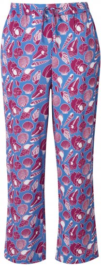 Ulla Popken Seashell Print Elastic Waist Pants Blue - Džíny & Kalhoty ve Velkých Velikostech – Plus Size - 