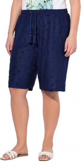 Ulla Popken Terry Cloth Palm Elastic Waist Shorts Blue - Džíny & Kalhoty ve Velkých Velikostech – Plus Size - 