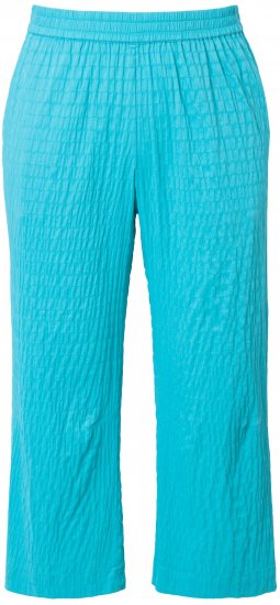 Ulla Popken Textured Elastic Waist Cropped Pants Deep Aqua - Džíny & Kalhoty ve Velkých Velikostech – Plus Size - 