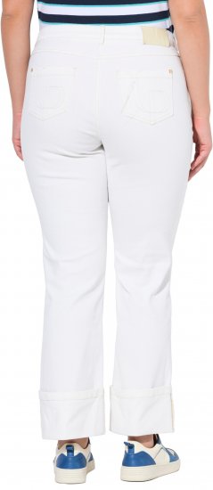 Ulla Popken Mary Wide Leg Turn Up Hem Comfy Waistband Jeans Snow White - Džíny & Kalhoty ve Velkých Velikostech – Plus Size - 