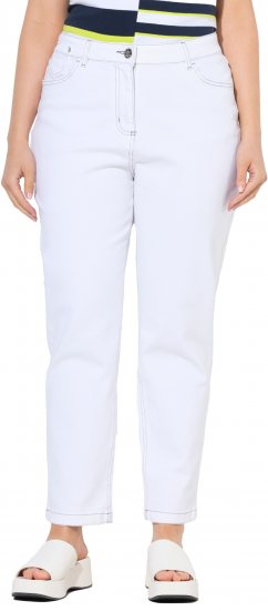 Ulla Popken Used Look 5 Pocket Comfy Waistband Mom Jeans Snow White - Džíny & Kalhoty ve Velkých Velikostech – Plus Size - 