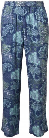 Ulla Popken Patchwork Paisley Elastic Waist Pants Blue - Džíny & Kalhoty ve Velkých Velikostech – Plus Size - 
