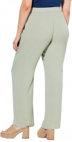 Ulla Popken Elastic Waist Crepe Pants Light Moss Green - Džíny & Kalhoty ve Velkých Velikostech – Plus Size - 
