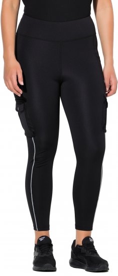 Ulla Popken Cargo Pocket Fleece Lined Sports Leggings Black - Džíny & Kalhoty ve Velkých Velikostech – Plus Size - 